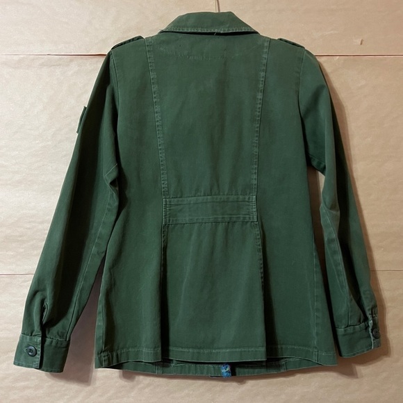 Jen's Pirate Booty x Free People Military Utility Jacket Boho Trim Green Size S - Picture 12 of 15